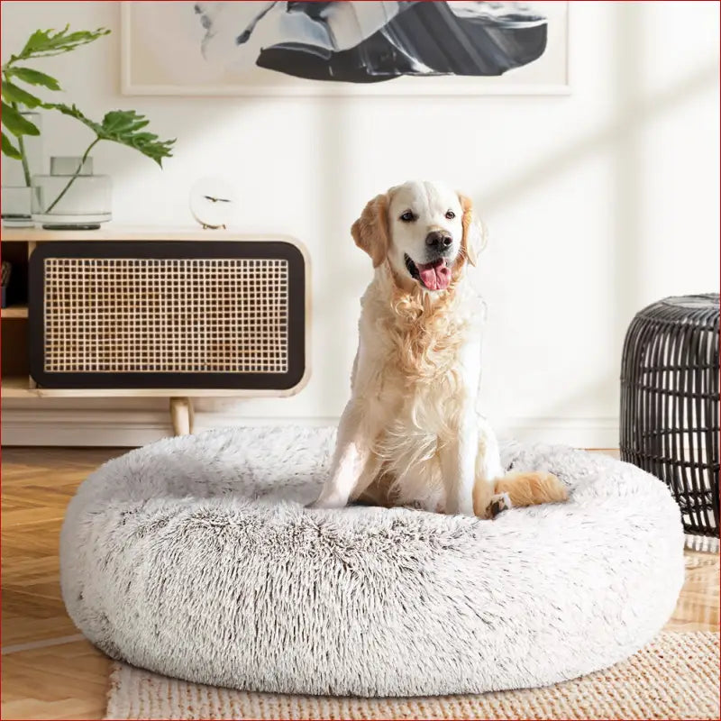 I.pet Pet Bed Dog Cat 90cm Large Calming Soft Plush White Brown - Care > Supplies Beds 8