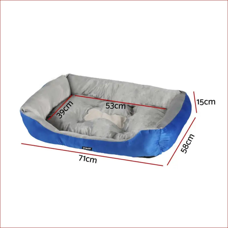 I.pet Pet Bed Dog Cat Calming Soft Mat Sleeping Comfy Plush Cave Washable Blue - Care > Supplies Beds 2