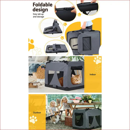 I.pet Pet Carrier Soft Crate Dog Cat Travel 60x42cm Portable Foldable Car m - Care > Supplies Carriers & Crates 7