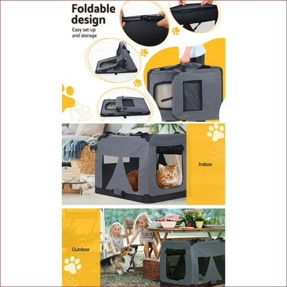 I.pet Pet Carrier Soft Crate Dog Cat Travel 82x58cm Portable Foldable Car Xl - Care > Supplies Carriers & Crates 7