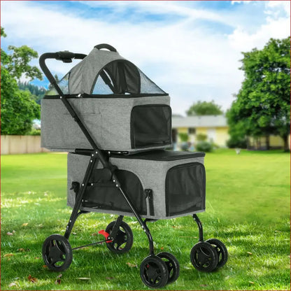 I.pet Pet Stroller 2-tier Dog Pram Large Cat Carrier Travel Pushchair Foldable - 7