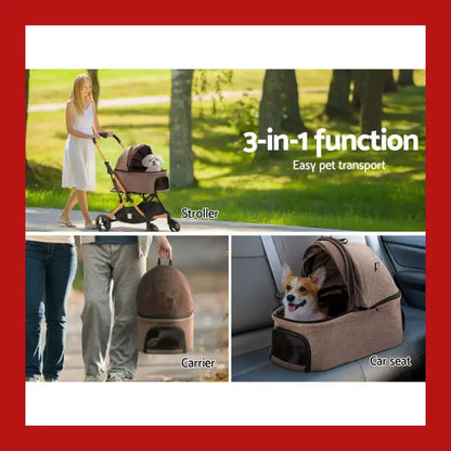 I.pet Pet Stroller Dog Pram Large Cat Carrier Travel Foldable 4 Wheels Pushchair Double - 5