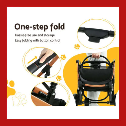 I.pet Pet Stroller Dog Pram Large Cat Carrier Travel Foldable 4 Wheels Pushchair Double - 6