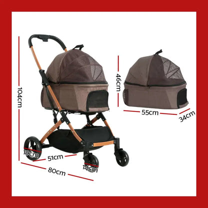 I.pet Pet Stroller Dog Pram Large Cat Carrier Travel Foldable 4 Wheels Pushchair Double - 2