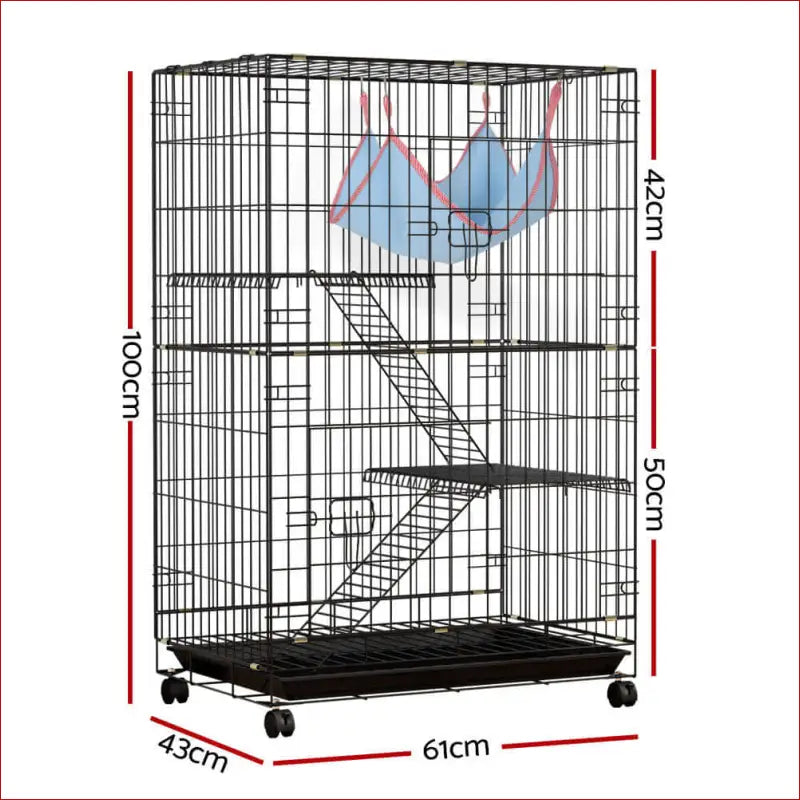 I.pet Rabbit Cage 100cm Hutch 3 Level Indoor Guinea Pig Ferret - Pet Care > Coops & Hutches Small Animal Habitats Cages