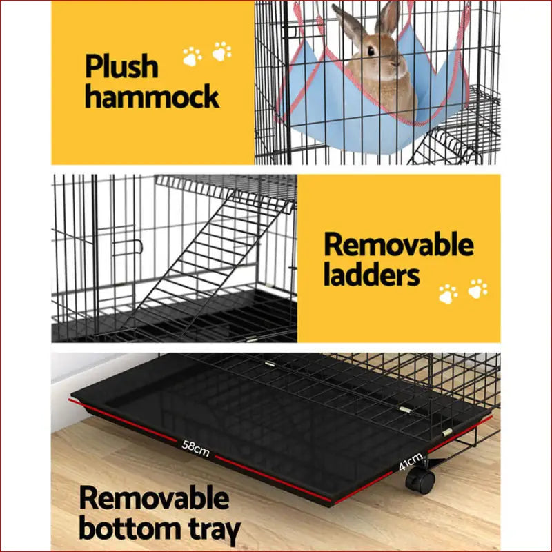 I.pet Rabbit Cage 100cm Hutch 3 Level Indoor Guinea Pig Ferret - Pet Care > Coops & Hutches Small Animal Habitats Cages