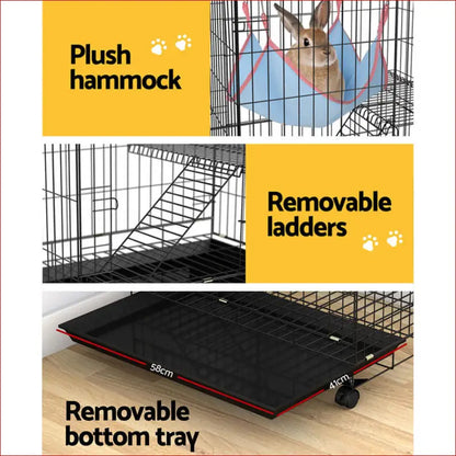 I.pet Rabbit Cage 100cm Hutch 3 Level Indoor Guinea Pig Ferret - Pet Care > Coops & Hutches Small Animal Habitats Cages