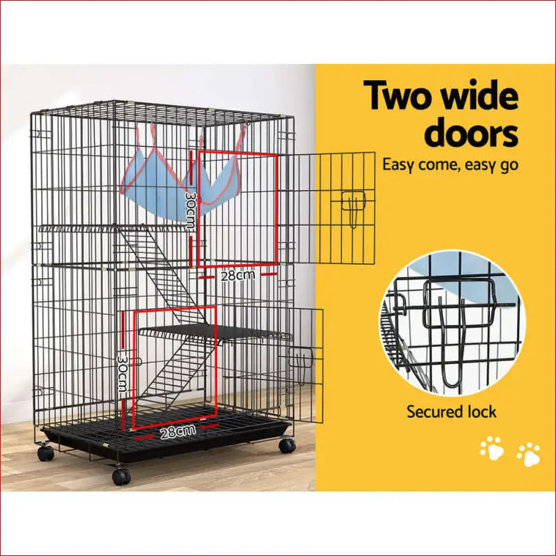 I.pet Rabbit Cage 100cm Hutch 3 Level Indoor Guinea Pig Ferret - Pet Care > Coops & Hutches Small Animal Habitats Cages