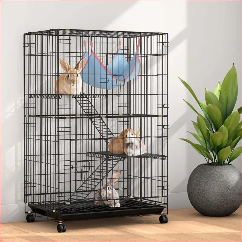 I.pet Rabbit Cage 100cm Hutch 3 Level Indoor Guinea Pig Ferret - Pet Care > Coops & Hutches Small Animal Habitats Cages