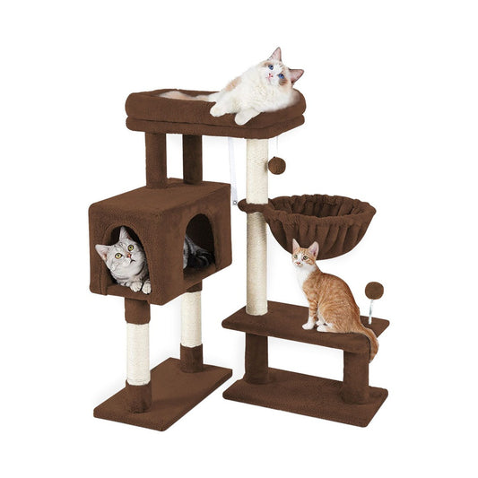 Floofi 97cm Adjustable Base Plush Cat Tree Brown