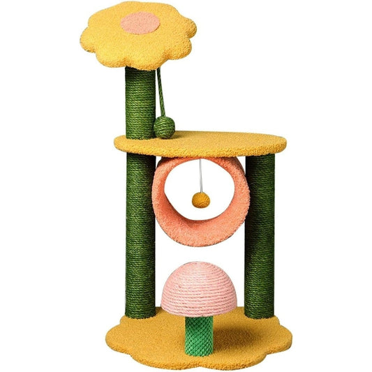 Floofi 90cm Sunflower Plush Scratching Post Cat Tree