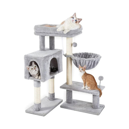 Floofi 97cm Adjustable Base Plush Cat Tree Light Grey