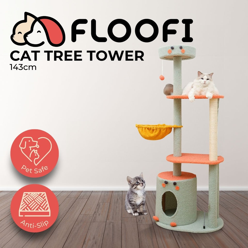 Floofi 143cm Dinosaur Cat Condo Cat Tree Green