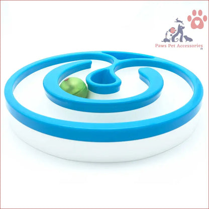 Circular blue and white Interactive Cat Track with LED Sound Light Rolling Ball toy