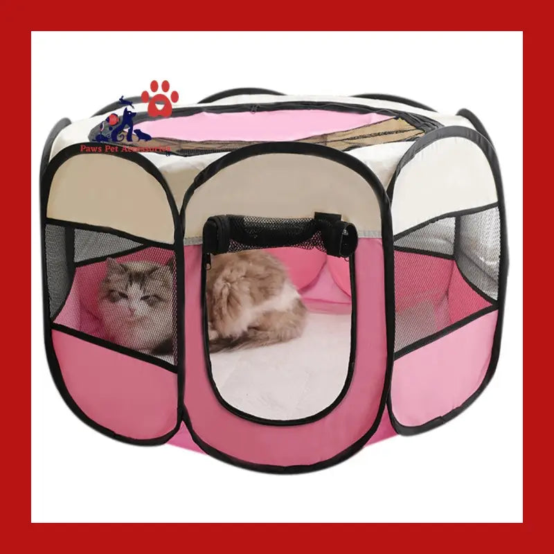 Multi-functional Portable Pet Tent for Indoor and Outdoor - Pink / Small - Foldable 2