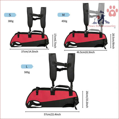 Red and black padded exercise platform with adjustable straps for the multifunctional pet backpack