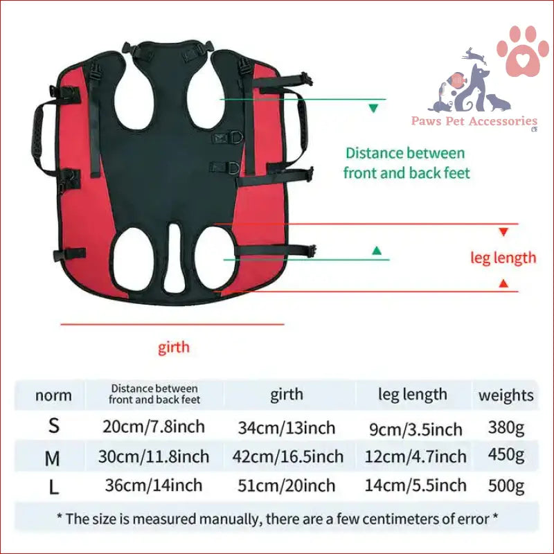 Red and black adjustable pet support harness for the L Blue Multifunctional Pet Backpack