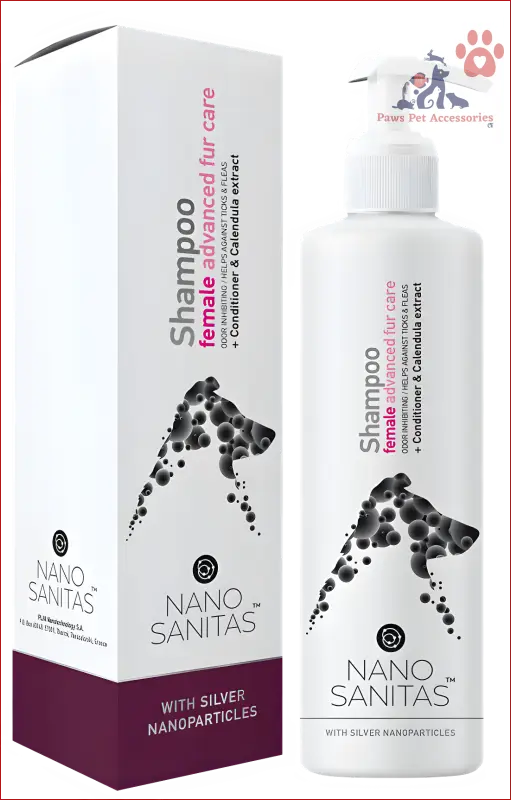 Cute Dalmatian design on Nano Sanitas Female Fur Care Dog Shampoo 250 ml bottle