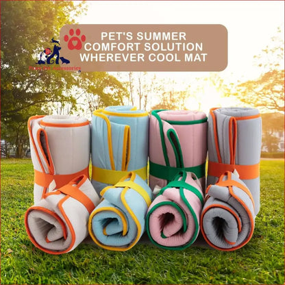 Pet Dog Cooling Mat Non-slip Travel Roll Up Cool Pad Bed Outdoor l Pink - Care > Supplies Beds 2