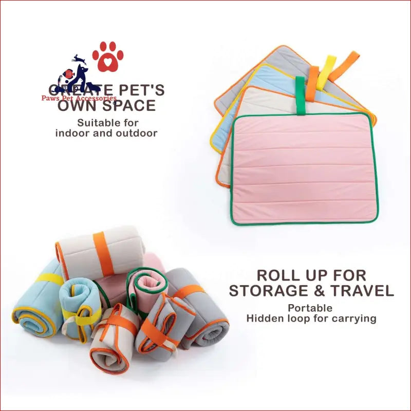 Pet Dog Cooling Mat Non-slip Travel Roll Up Cool Pad Bed Outdoor l Pink - Care > Supplies Beds 6