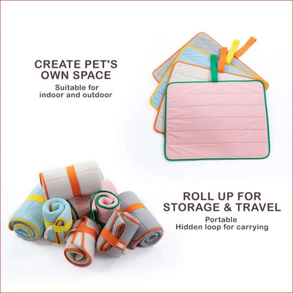 Pet Dog Cooling Mat Non-slip Travel Roll Up Cool Pad Bed Outdoor l Beige - Care > Supplies Beds 6