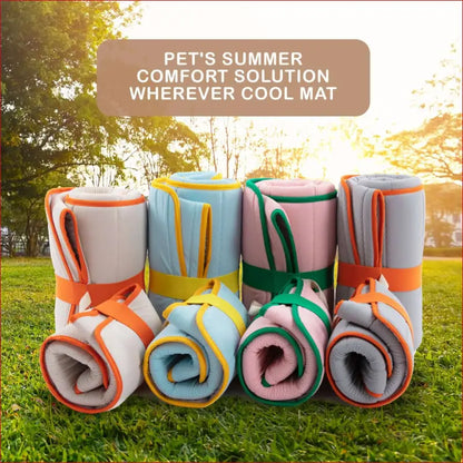 Pet Dog Cooling Mat Non-slip Travel Roll Up Cool Pad Bed Outdoor l Beige - Care > Supplies Beds 2