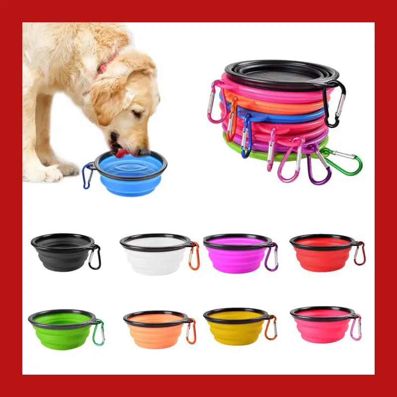 Pet Folding Bowl Large and Small Size Tpe Silicone Dog Portable Food Basin for Outdoor Pets - Feeding Bowls 2