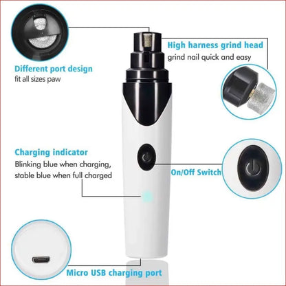 Pet Nail Grinder Dog Cat Electric Trimmer Rechargeable Clipper Claw Filer N8 - Care > Supplies Grooming 7