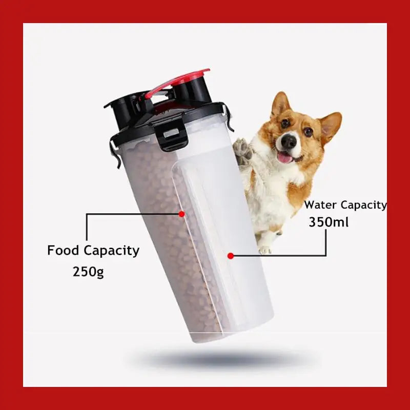 Pets Go out Dual Water Food Cup Portable Drinking Bottle Kettle Plus Folding Dog Bowl Outdoor Accompanying - Pet Care >