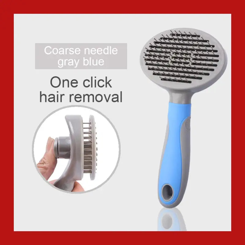 Pets Grooming Brush for Dog Long Hair Removes Pet Cat Shedding Comb Puppy Slicker - Thick Needle Grey + blue - 12