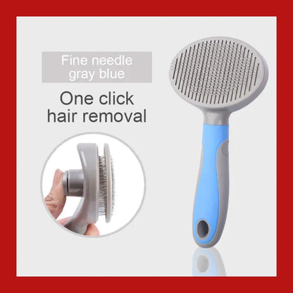 Pets Grooming Brush for Dog Long Hair Removes Pet Cat Shedding Comb Puppy Slicker - Fine Needle Grey + blue - 8