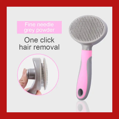 Pets Grooming Brush for Dog Long Hair Removes Pet Cat Shedding Comb Puppy Slicker - Fine Needle Grey + pink - 7