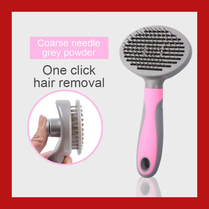 Pets Grooming Brush for Dog Long Hair Removes Pet Cat Shedding Comb Puppy Slicker - Coarse Needle Grey + pink - 11