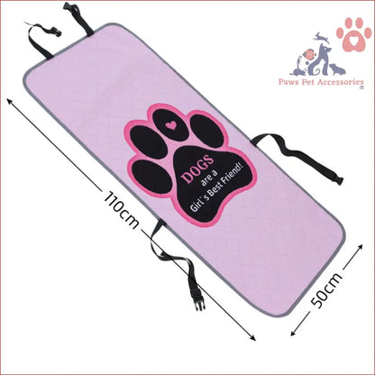 Pink Dog Car Seat Cover with black paw print design, scratch-resistant pet seat protector