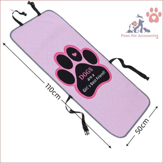 Pink Dog Car Seat Cover with black paw print design, scratch-resistant pet seat protector