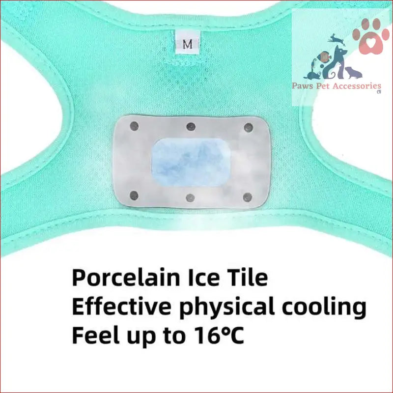 Turquoise cooling pad with porcelain ice tile in Size S Pink Pet Cooling Harness LED Lights