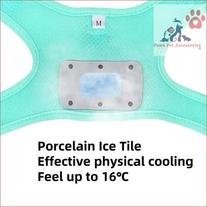 Turquoise cooling pad with porcelain ice tile in Size S Pink Pet Cooling Harness LED Lights