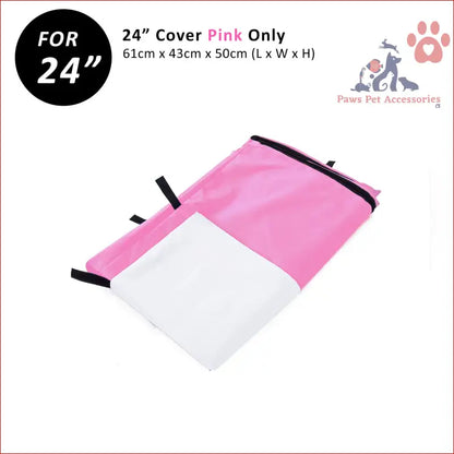 Pink and white protective cover for a 24in Wire Dog Cage or Dog Cage Crate