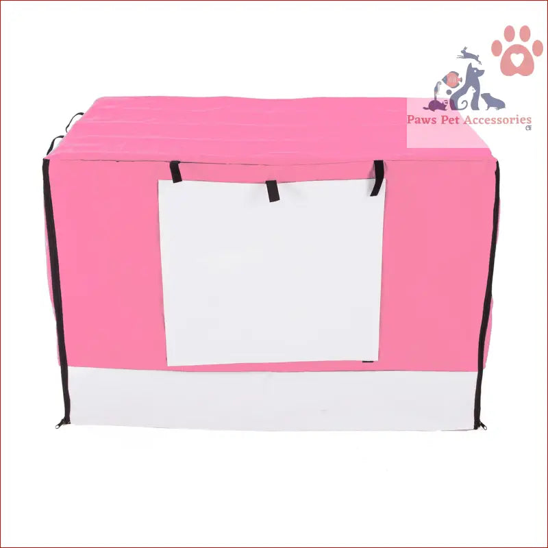 Pink fabric storage box with white panel for Cage Cover Enclosure for Wire Dog Cage