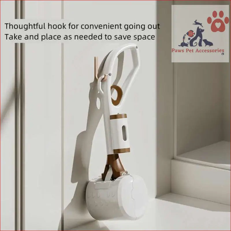 White wall-mounted hook for organizing shoes and accessories near your portable dog poop scooper