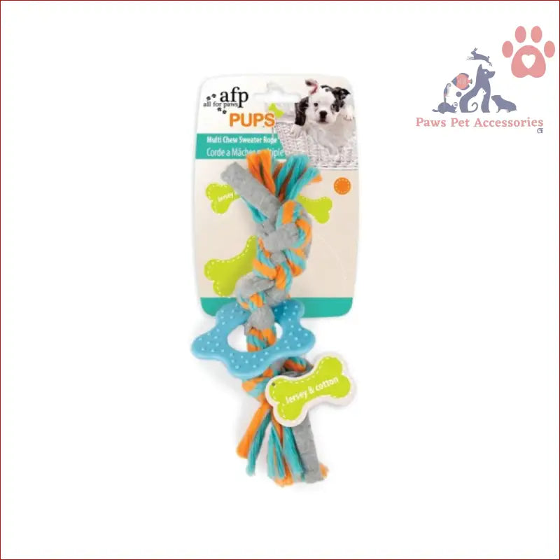 Colorful Puppy Multi Chew Rope Ring Toy with bone accents and knotted sections