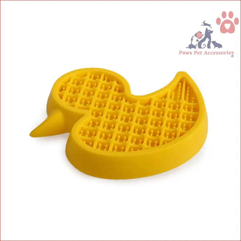 Yellow duck-shaped waffle maker mold for Dog Bath Time Calming Lick Mat food treats