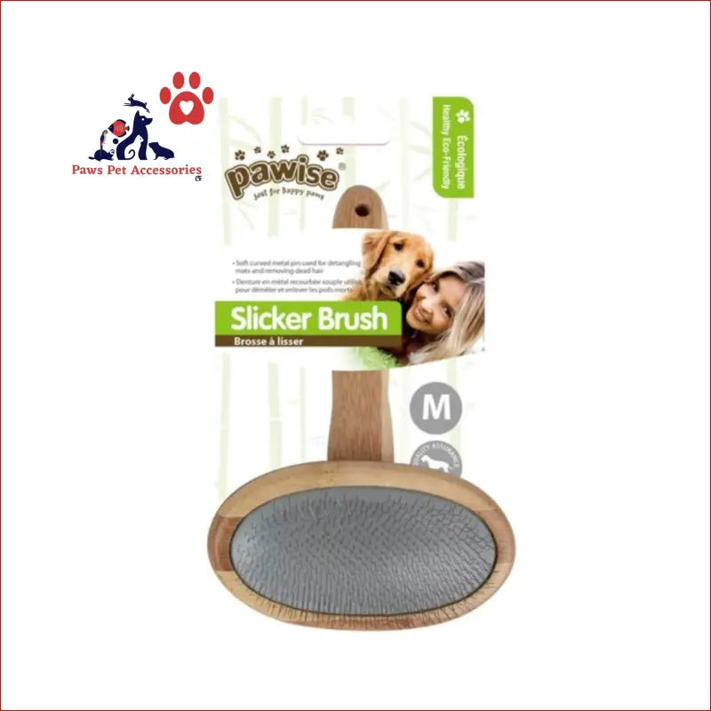 Slicker Brush Medium Dog Cat Pet Eco Bamboo Undercoat Detangling Rake Pawise - Care > Bird Cages & Stands 1