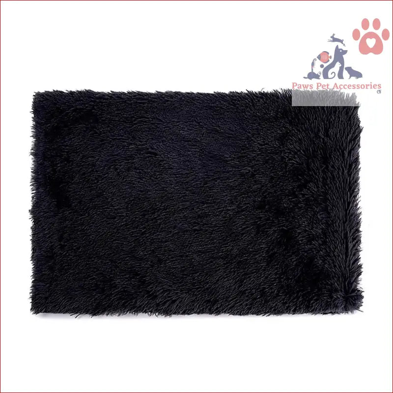 Black shaggy rectangular area rug for pet blankets-soft faux fur and anti-anxiety cozy throws