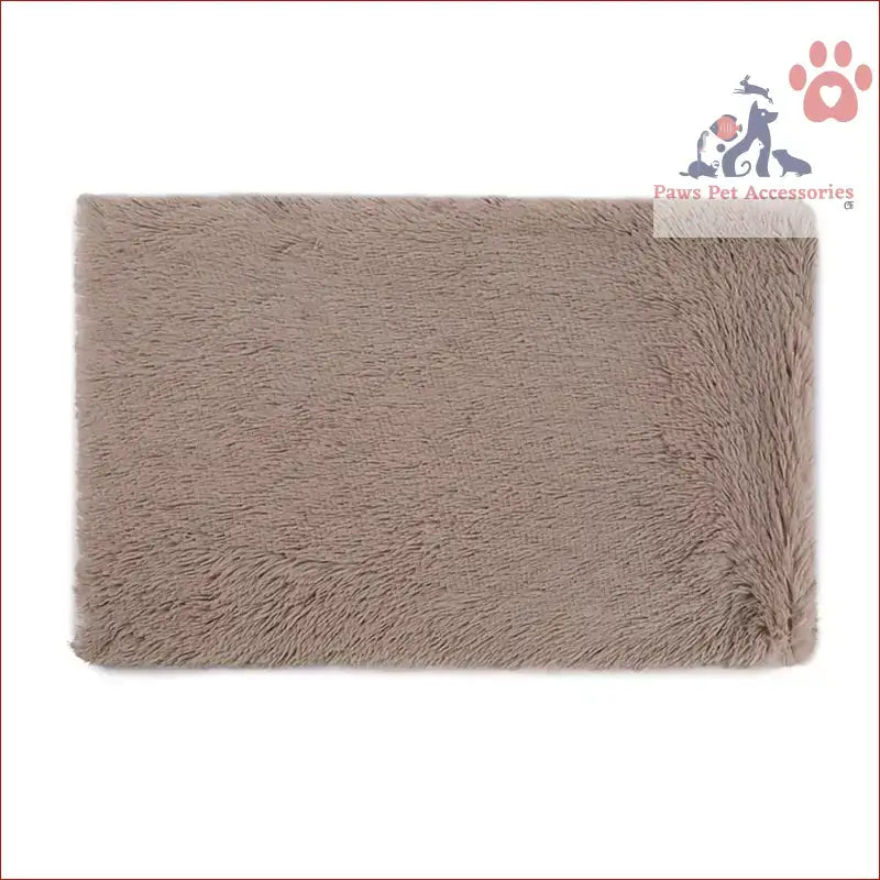 Rectangular taupe plush area rug perfect for pairing with Fluffy Pet Blankets-Soft