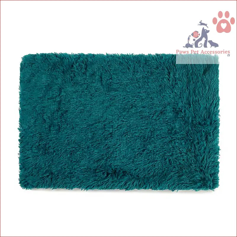 Teal shaggy bath mat perfect for cozying up with Fluffy Pet Blankets-Soft Faux Fur