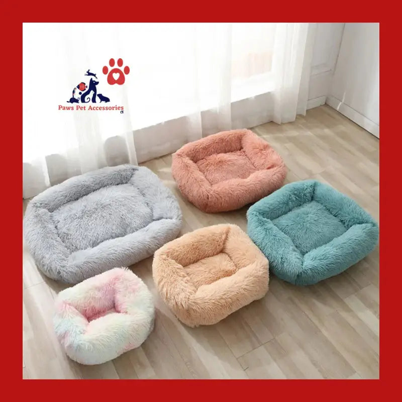 Square Dog Bed Long Plush Solid Color Pet Beds for Little Medium Large Pets Super Soft Winter Warm Sleeping Mats Dogs