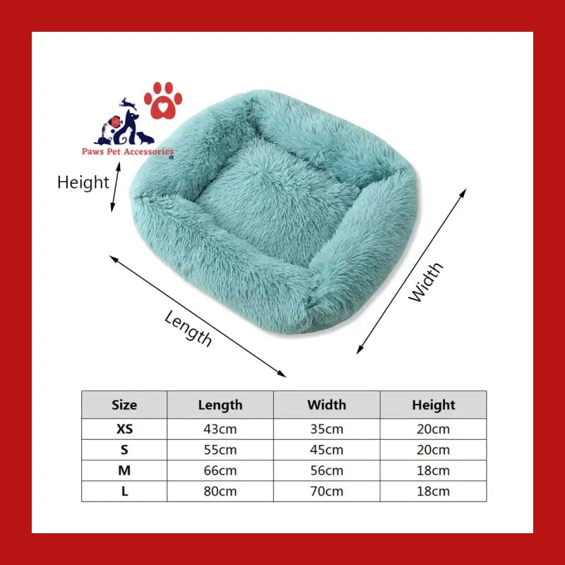 Square Dog Bed Long Plush Solid Color Pet Beds for Little Medium Large Pets Super Soft Winter Warm Sleeping Mats Dogs