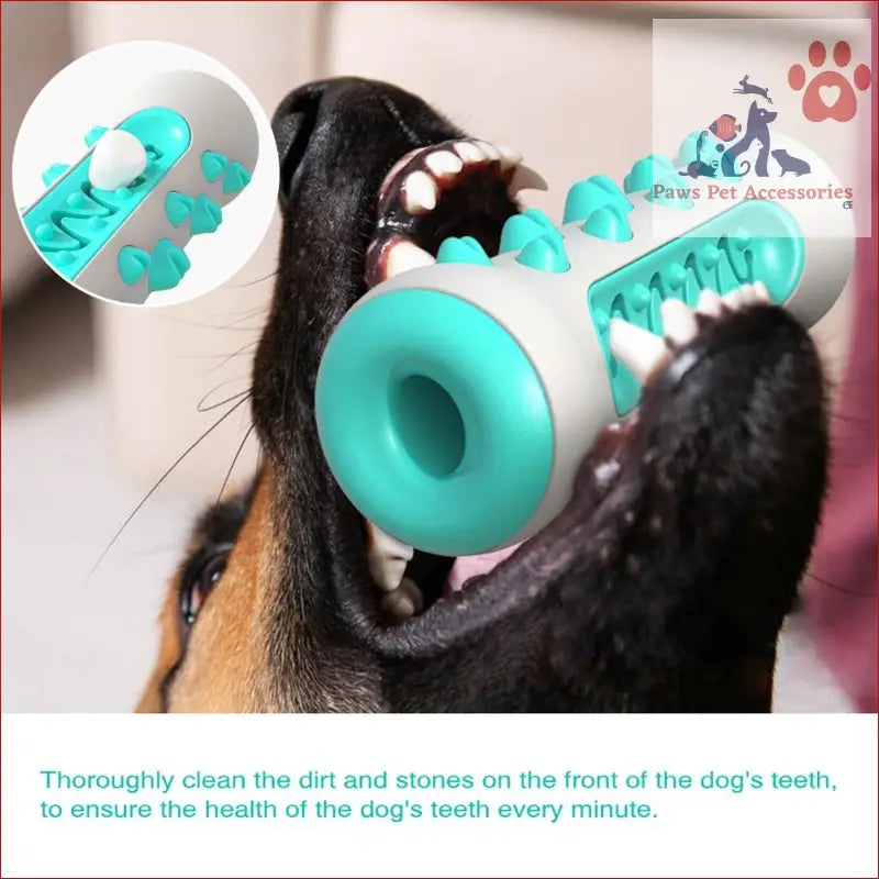 Turquoise tough toothbrush dog toy for aggressive chewers and dental cleaning fun