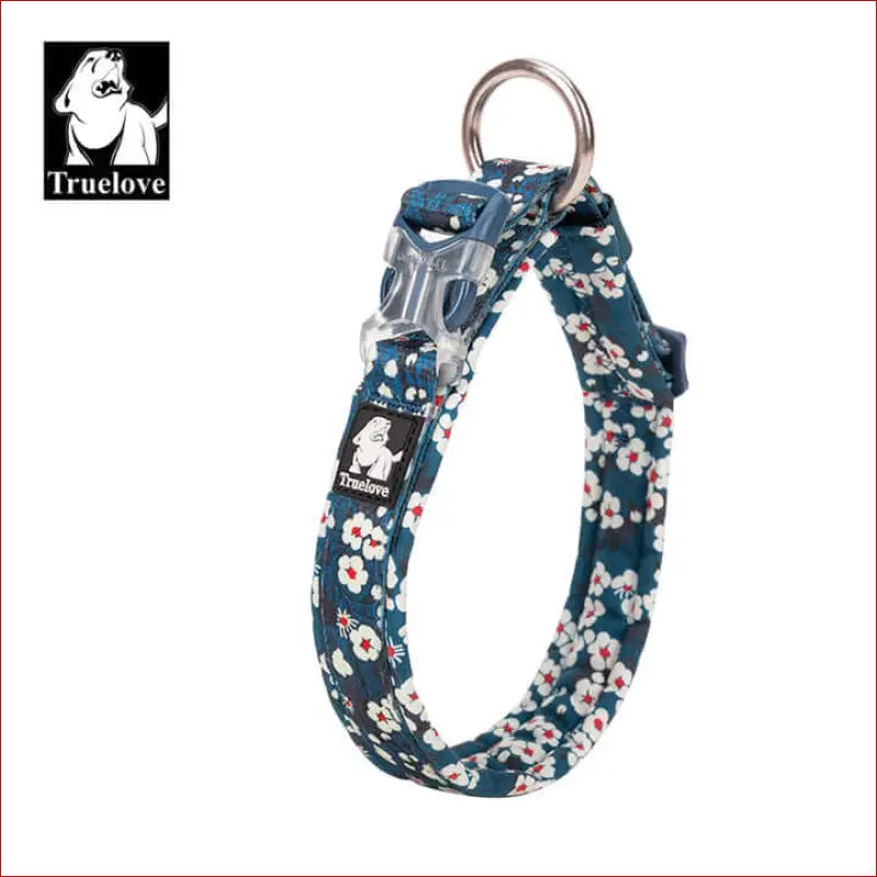 True Love Floral Dog Collar - Blue l - 4